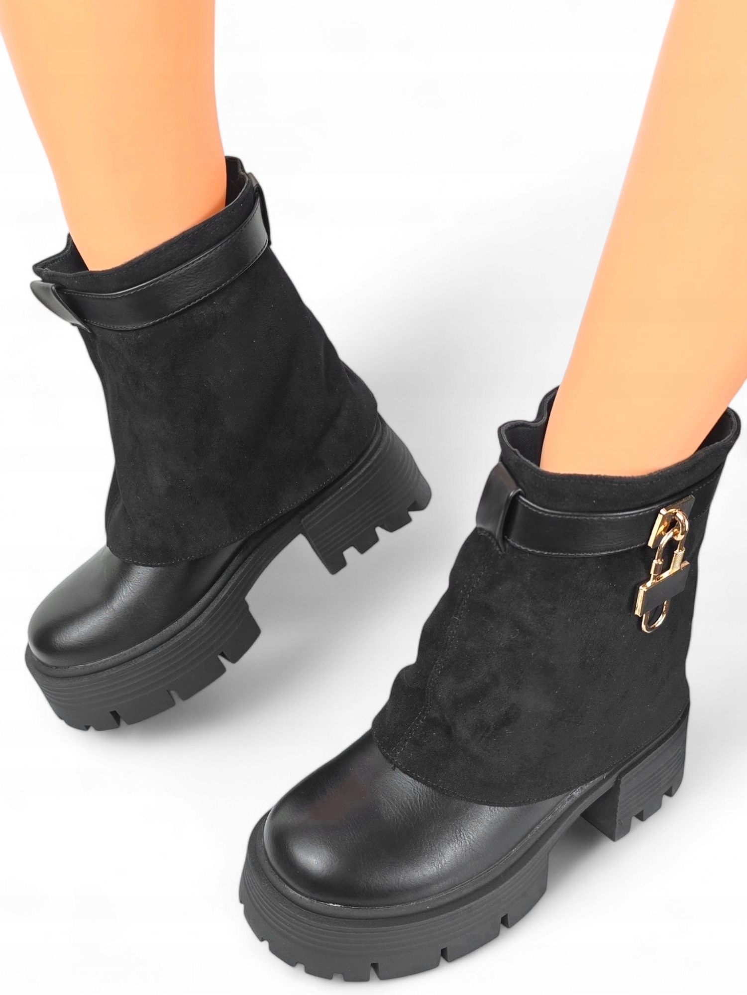 Kotníkové Boty Kozačky Sněhule Vysoký Koturn Dámské Trepy Tlustá podrážka *38*