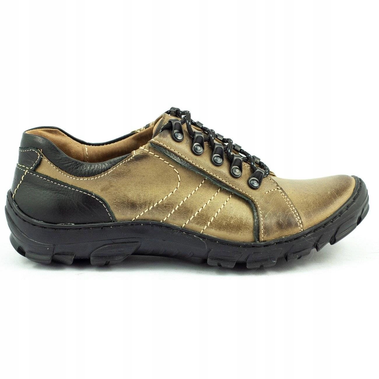 Pánské trekové kožené šněrovací boty Polské 904 hnědé 41