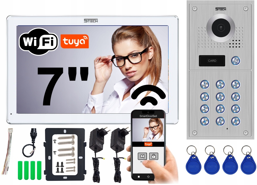 

Wideodomofon 7" WiFi 5TECH czytnik+szyfrator.