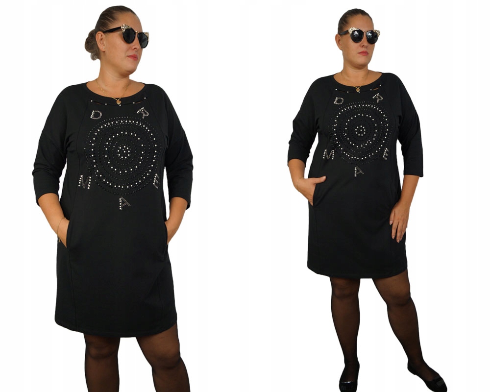 Klasické Elegantní Ležérní Šaty Tunika S Perličkami 46 3XL