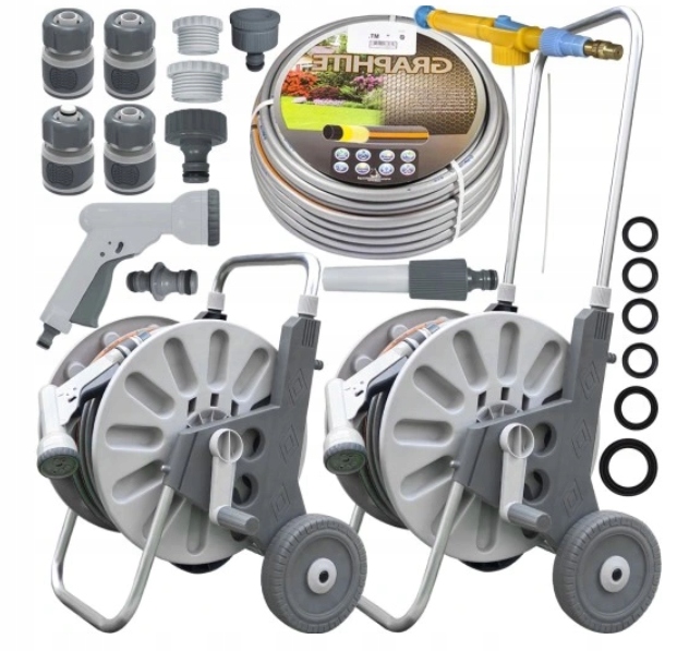 Silná Záhradná Hadica na vozíku, bubon, Sada na polievanie 1/2 50M príslušenstvo!
