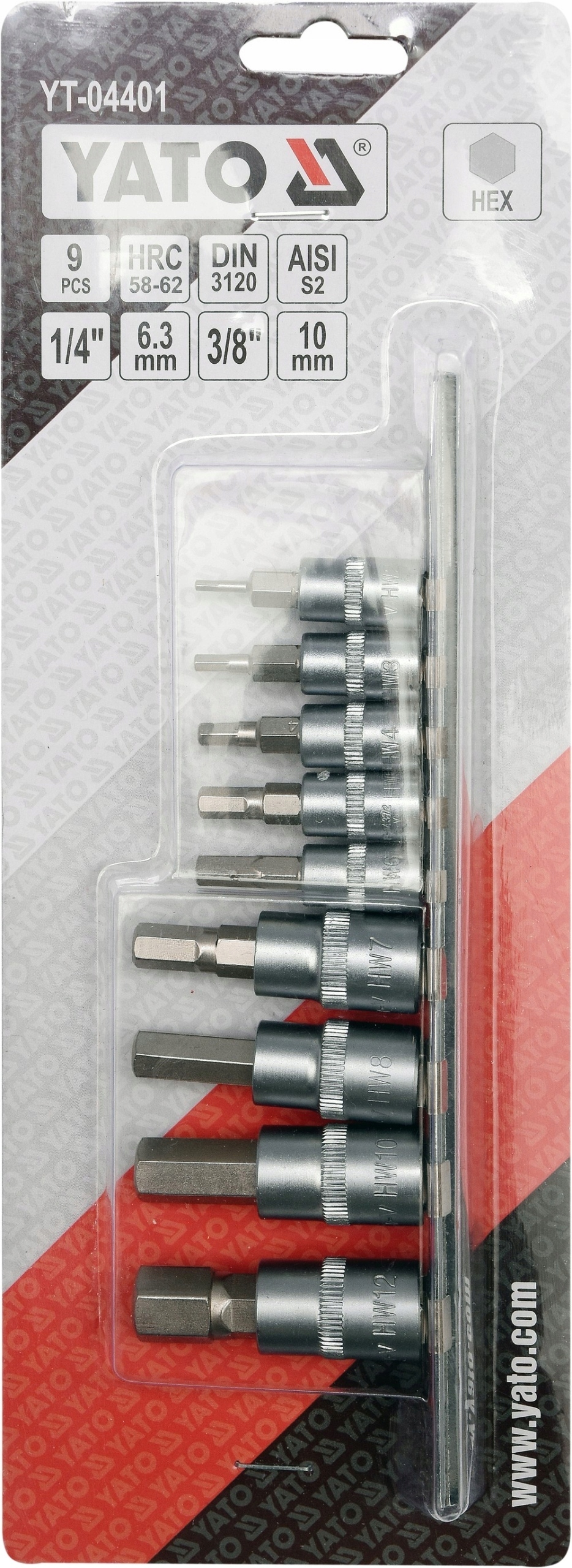 YATO KLUCZE ZESTAW HEX NA SZYNIE H2-H12 YT-04401 Marka Yato