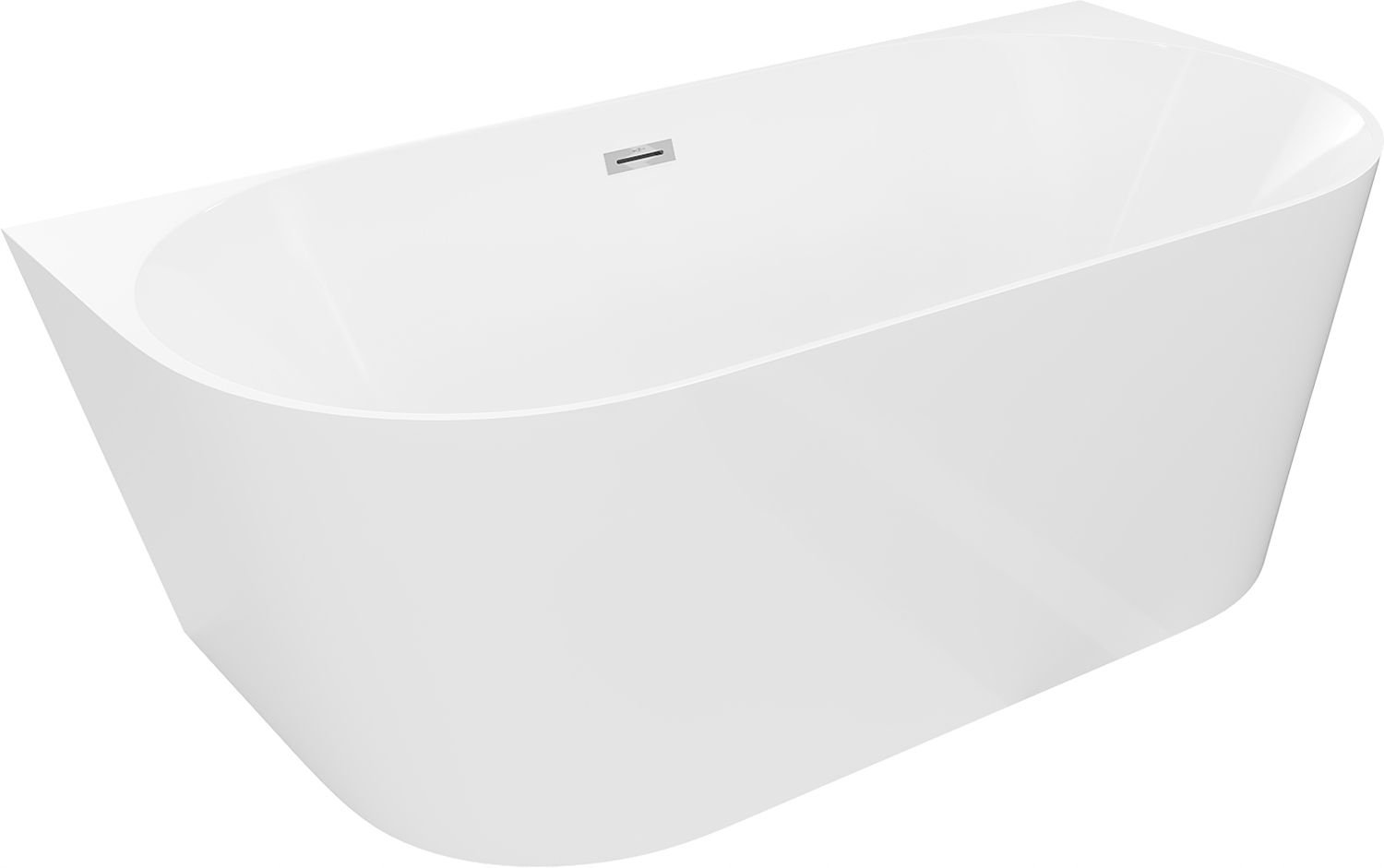 Mexen Oval Slim volně stojící kulatá vana 170 x 80 cm, bílá, přepad chrom