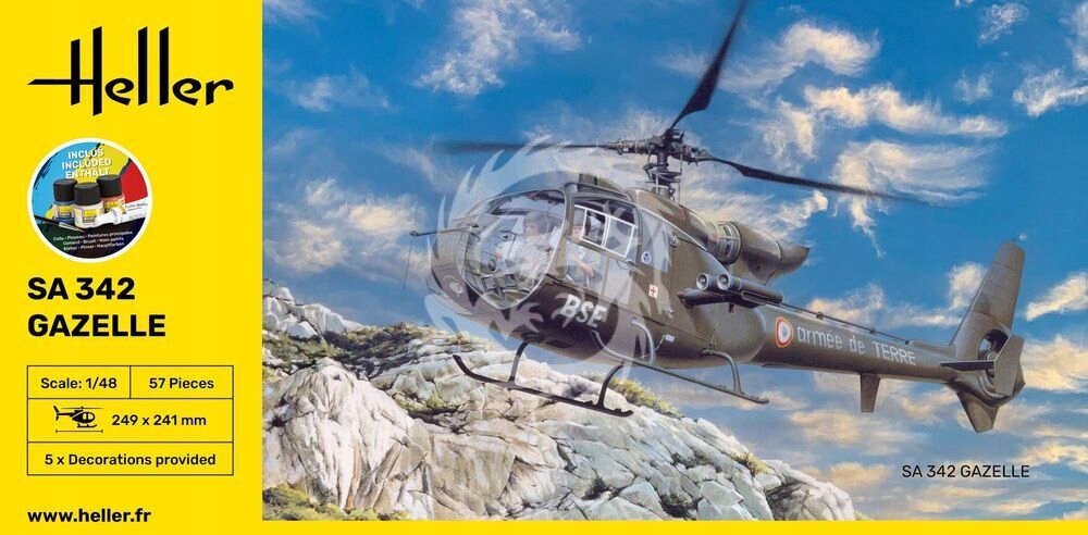 Starter Kit Sa 342 Gazelle Heller 56486 měřítko 1/48
