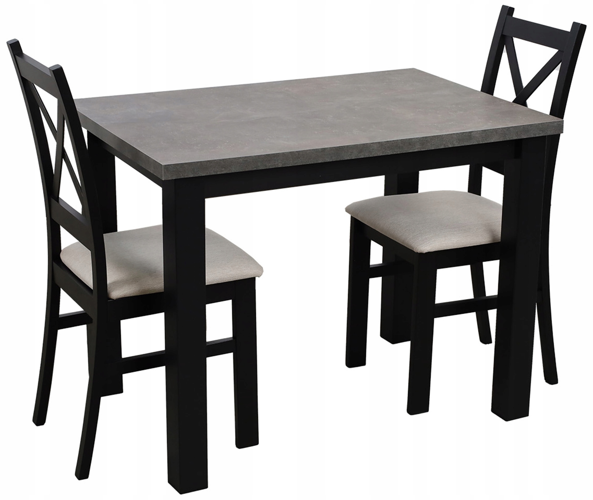 Sada kuchyňského stolu 100x70 se 2 jídelními židlemi M004-2 Černá/Betonová barva