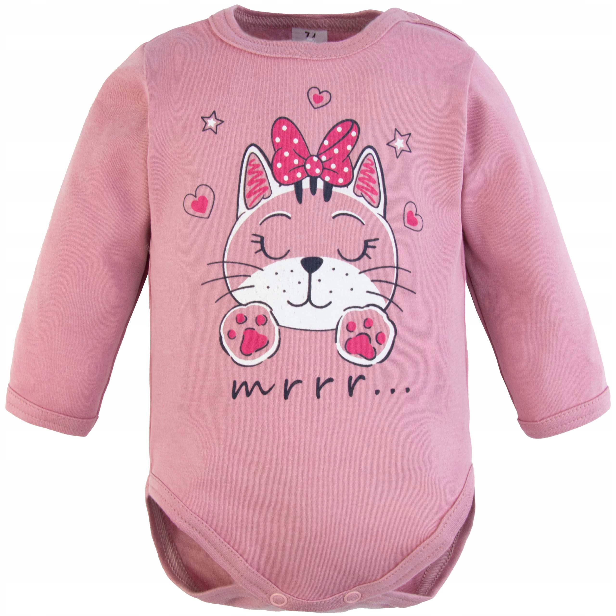 

Body niemowlęce Długi Rękaw Z Nadrukiem kotek 74