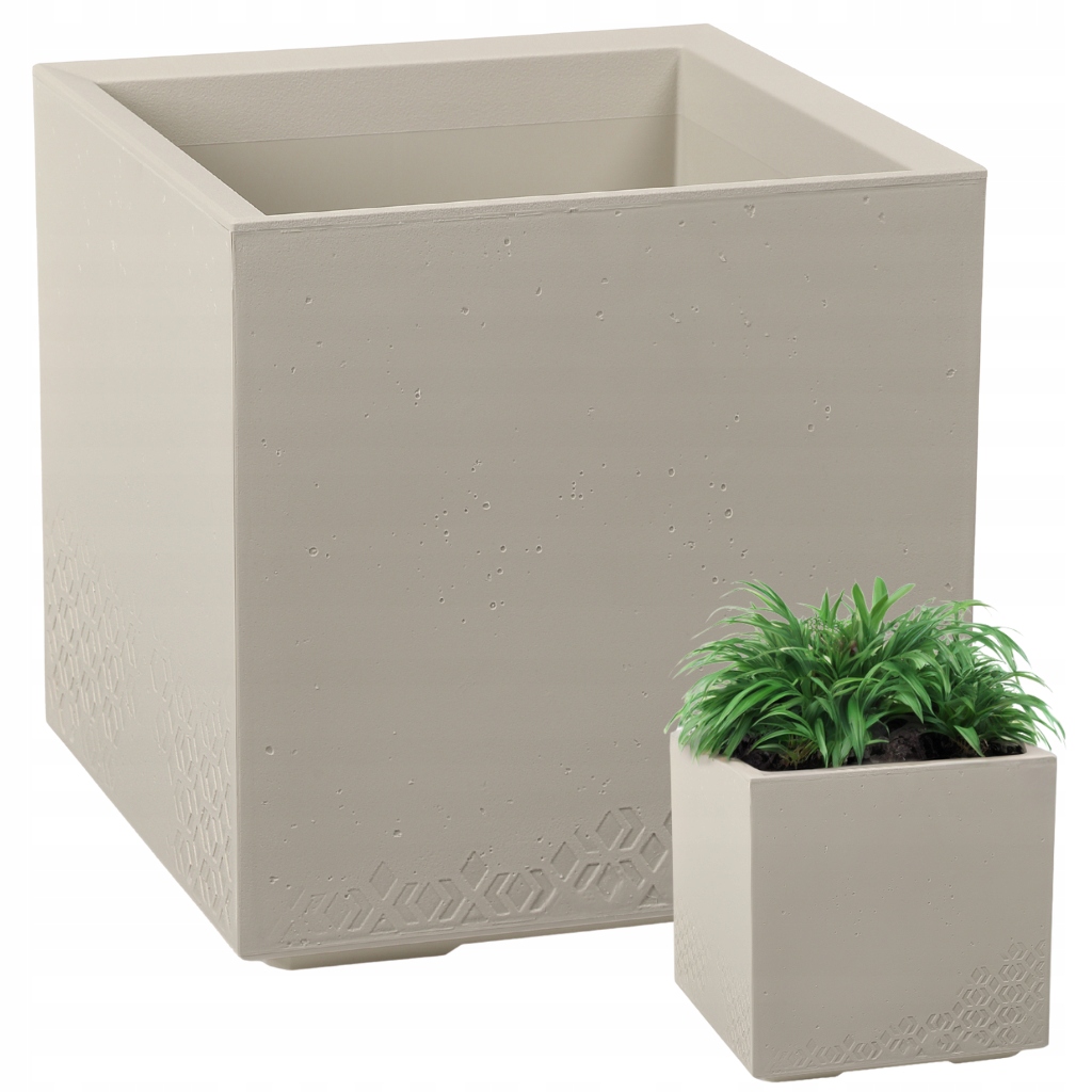 Doniczka na kółkach Karo Eco Recycled 40x40 Beżowa