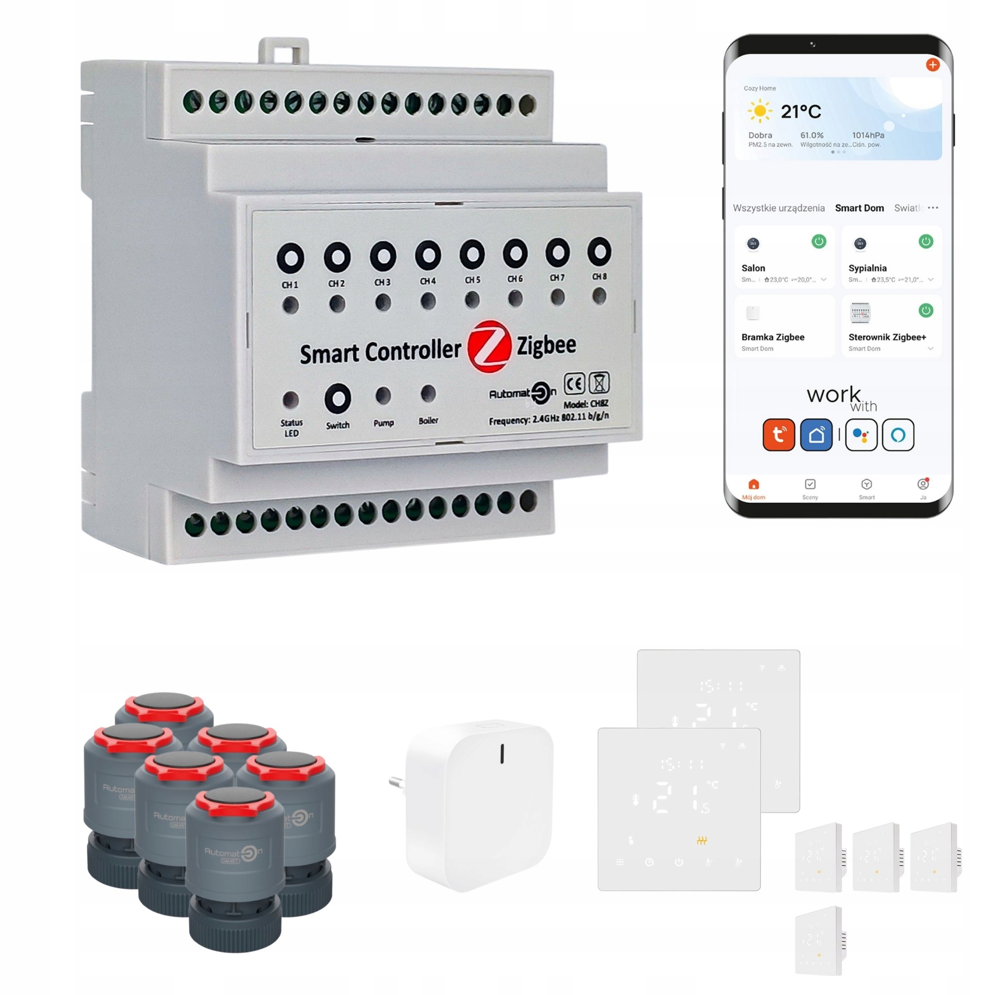 Sada na vykurovanie podlahy Zigbee Tuya CH8Z 6 miestností termostaty PRO3