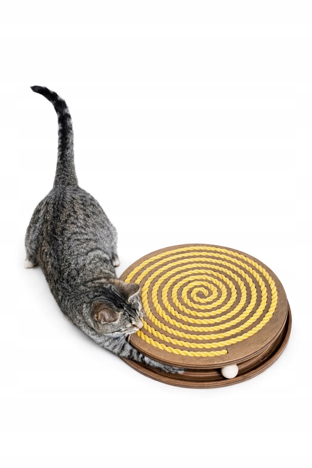 Dřevěné škrabadlo pro kočky, interaktivní hračka s kuličkou různé barvy