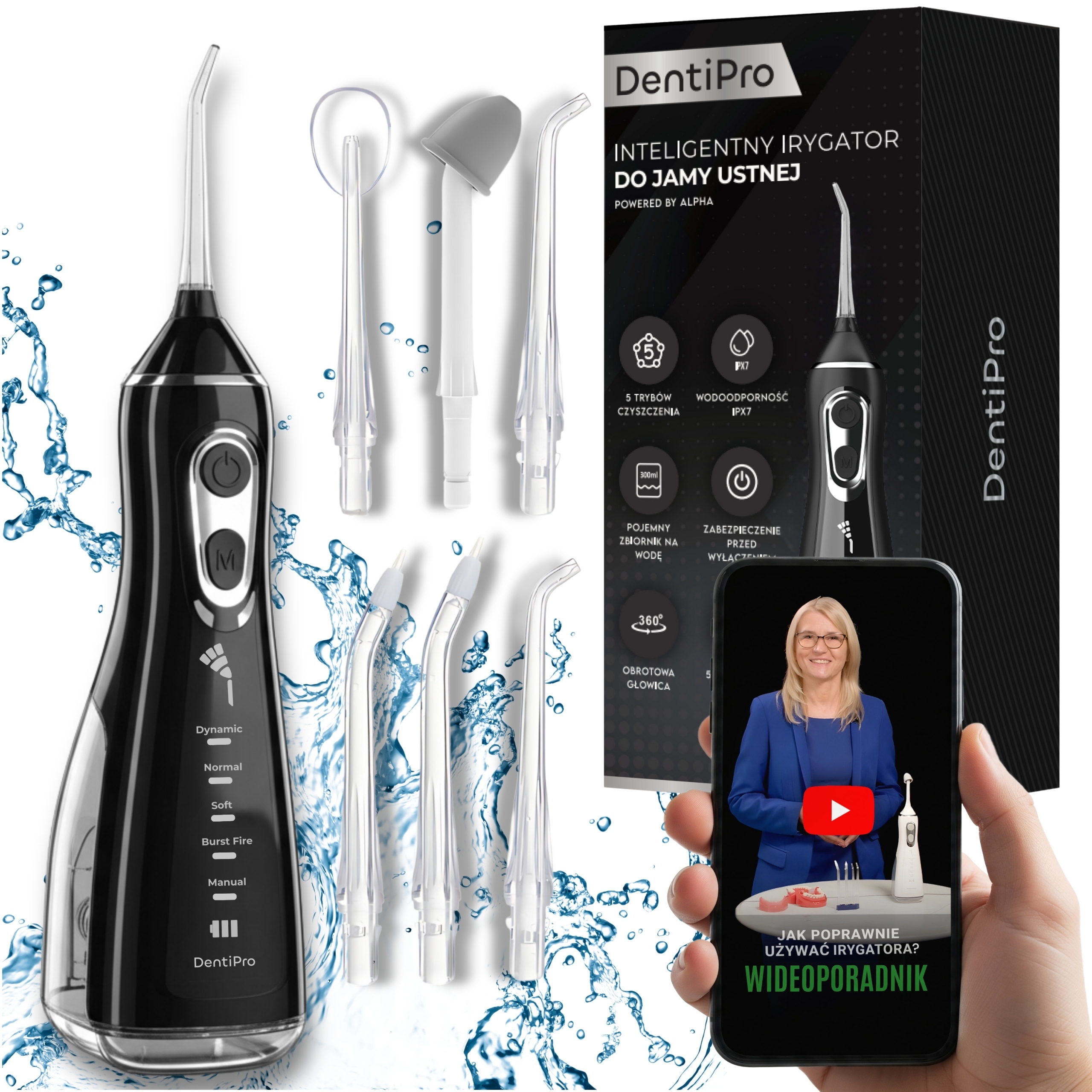 Irygator do Zębów 5 Trybów 5 Dysz Profesjonalny i Bezprzewodowy