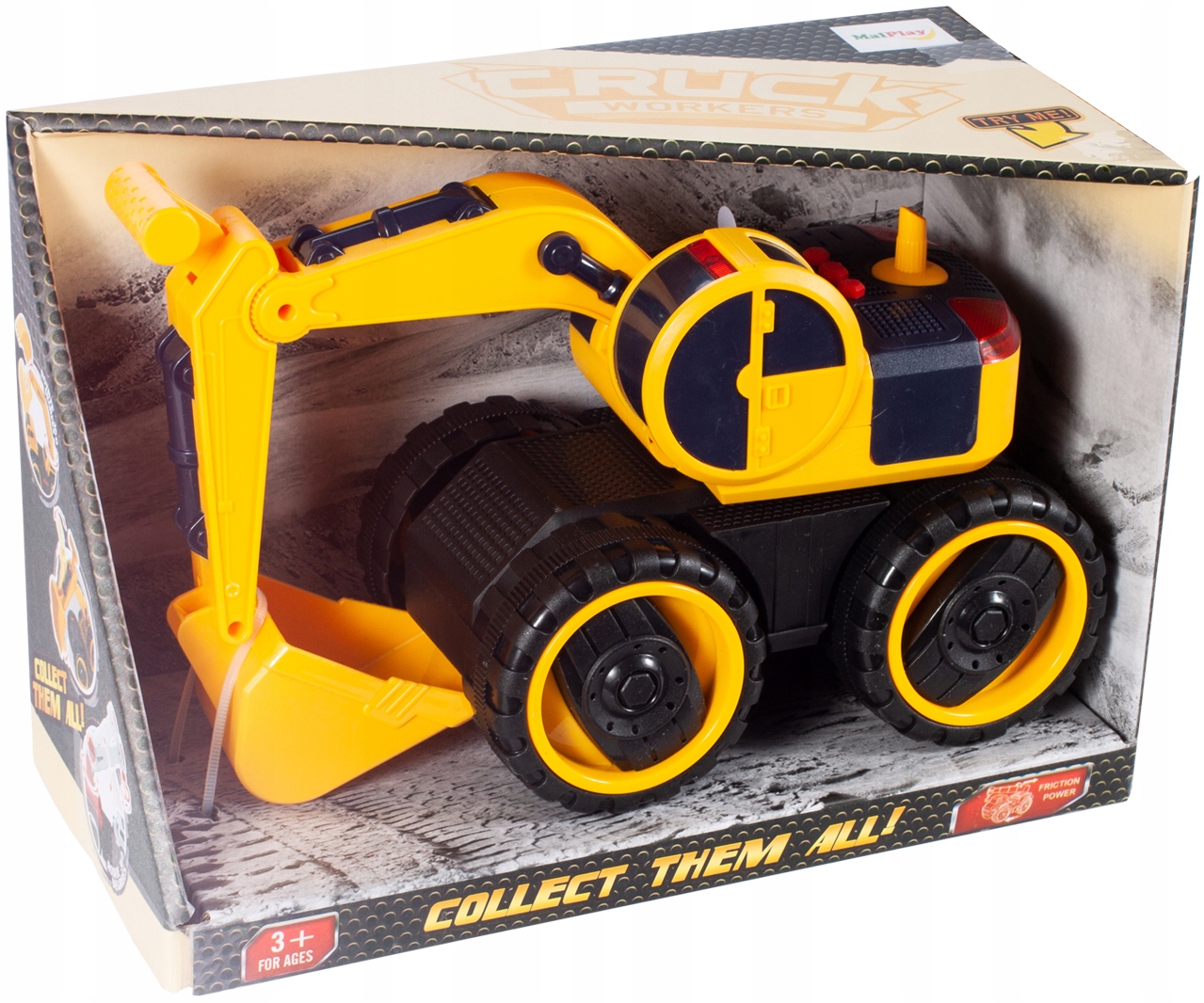 KOPARKA Z NAPĘDEM 23CM DLA DZIECI POJAZD BUDOWLANY DZWIĘK PRACY KLAKSON Baterie 3xLR44