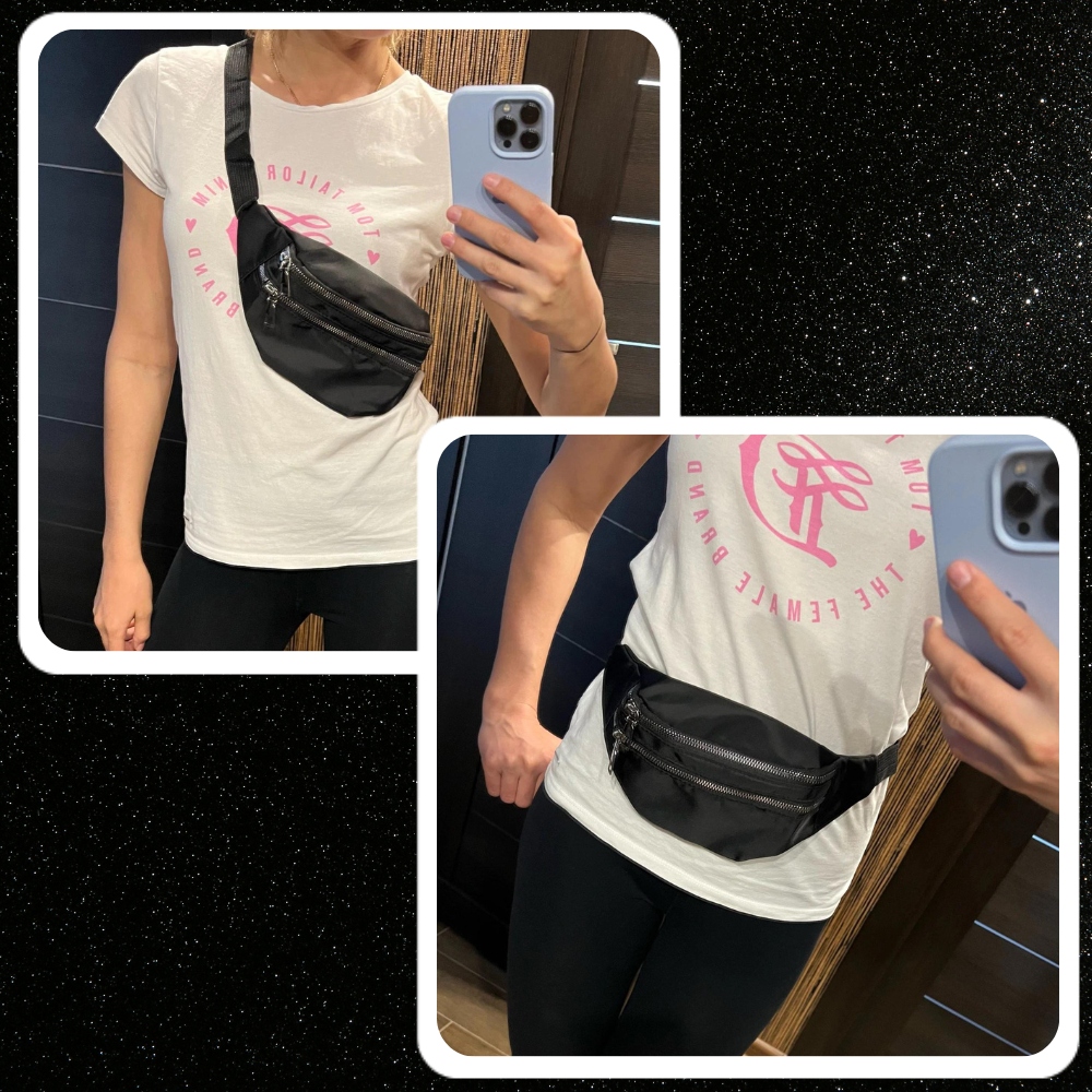 NERKA CZARNA SASZETKA DAMSKA BIODRÓWKA DWUKOMOROWA Marka WatchMe