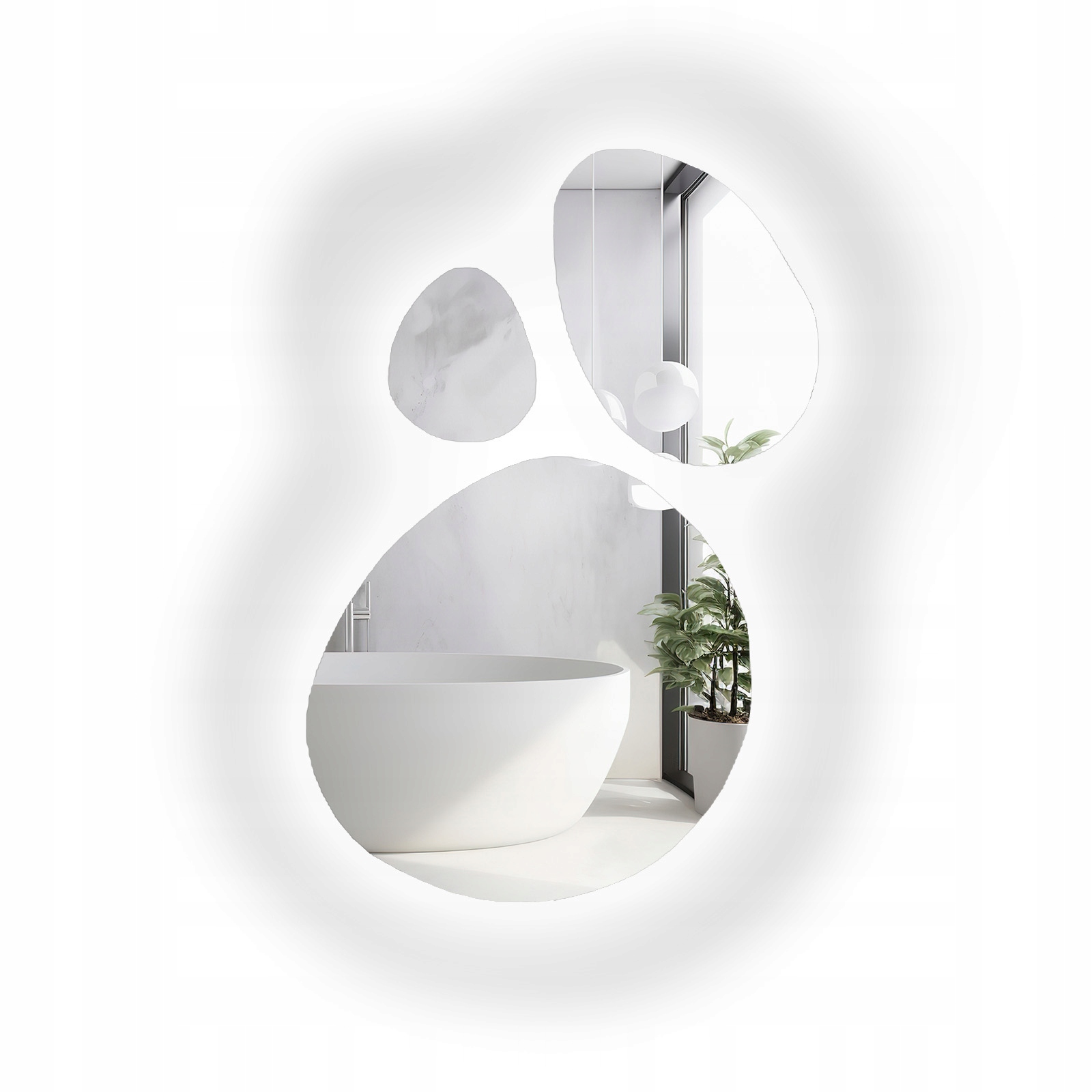 Sada tří organických zrcadel Opalit s Led podsvícením 90 x 134 cm
