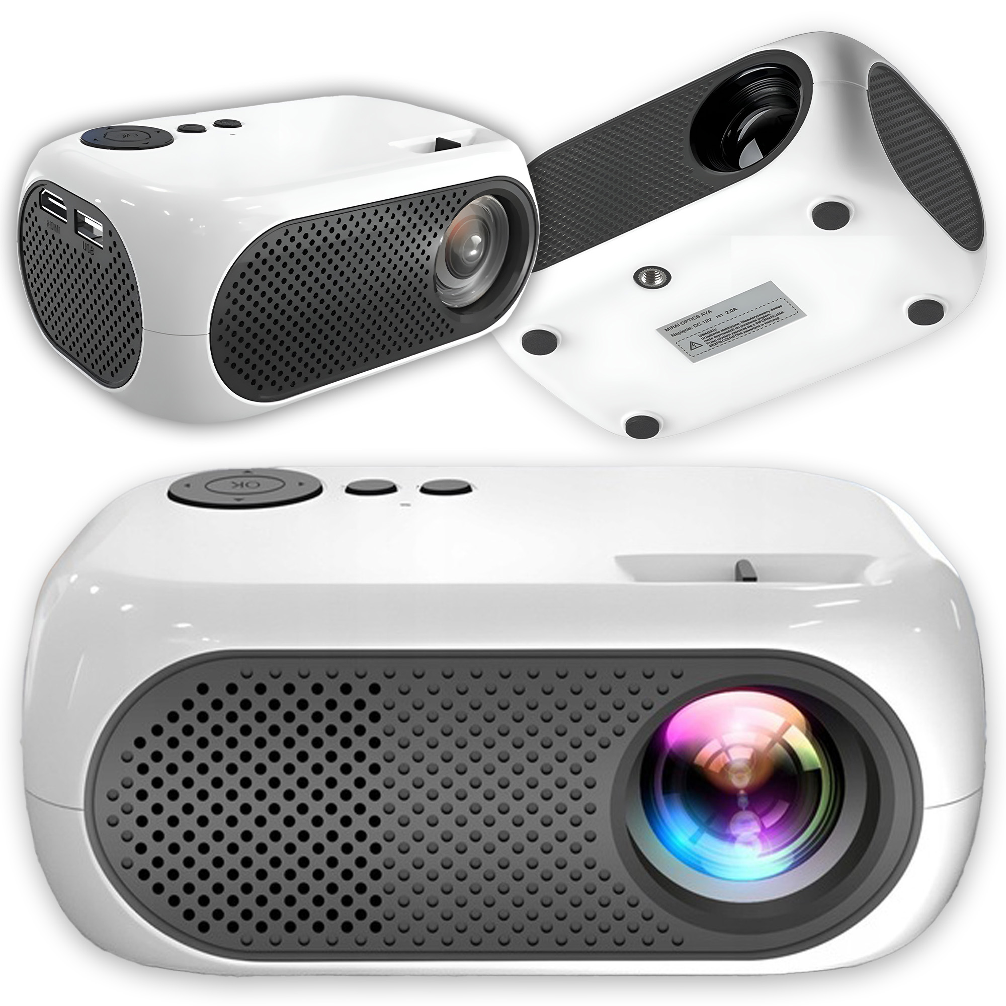 PROJEKTOR RZUTNIK FULLHD MULTIMEDIALNY SMART TV PRZENOŚNY USB HDMI MICROSD EAN (GTIN) 4016447913823