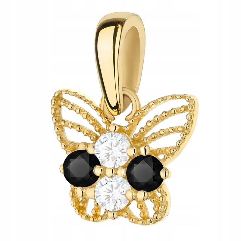 Zlatý Přívěsek Přívěsek Dámský pr. 585 Ažurový motýl s zirkony 14k