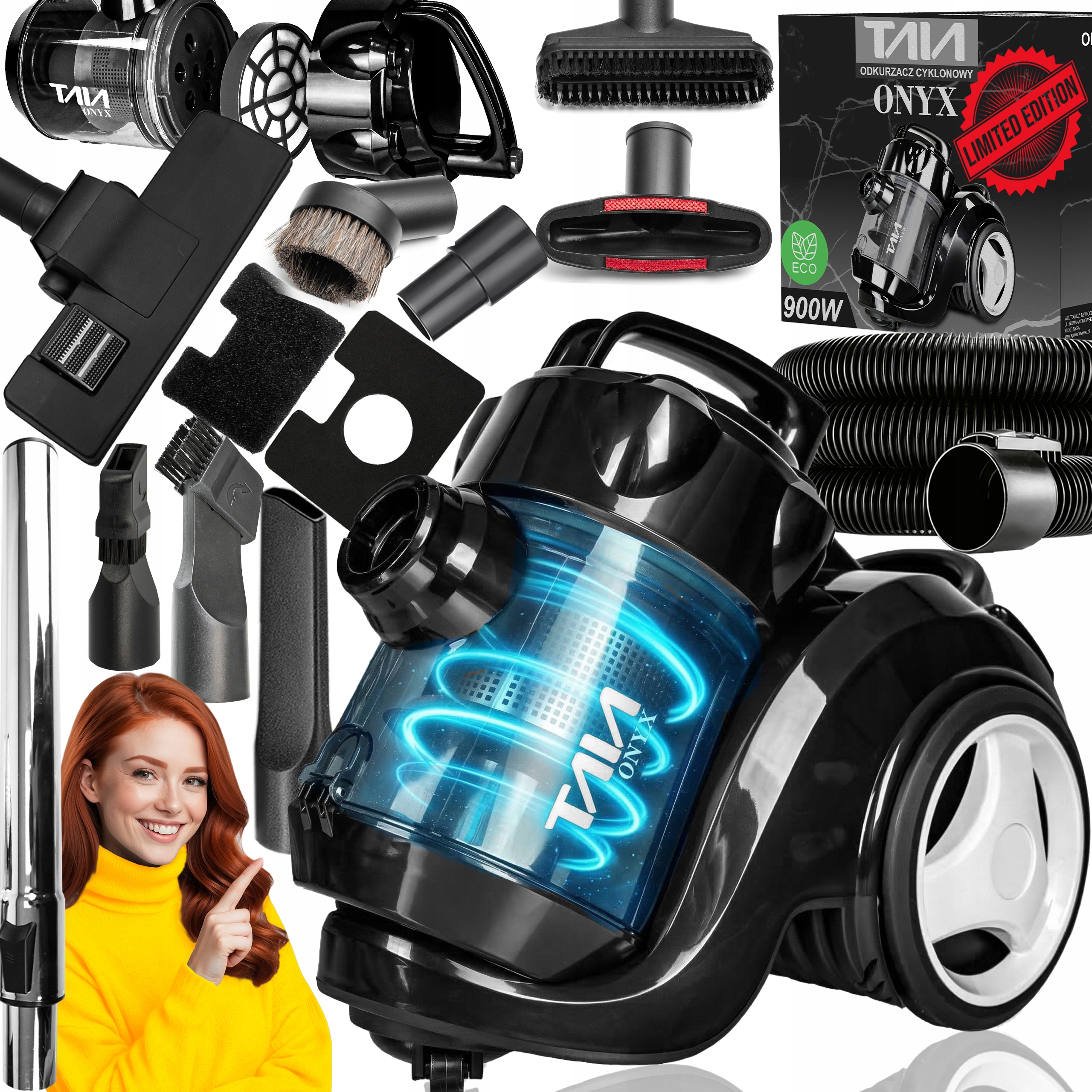 Mocny Odkurzacz Cyklonowy Bezworkowy Hepa Zbiornik 3L Limited Edition Onyx