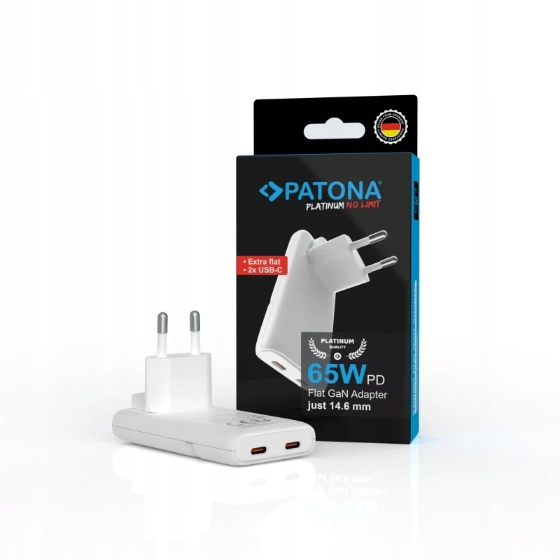 Patona Platinum Ładowarka Flat GaN 65W PD3.0 biała