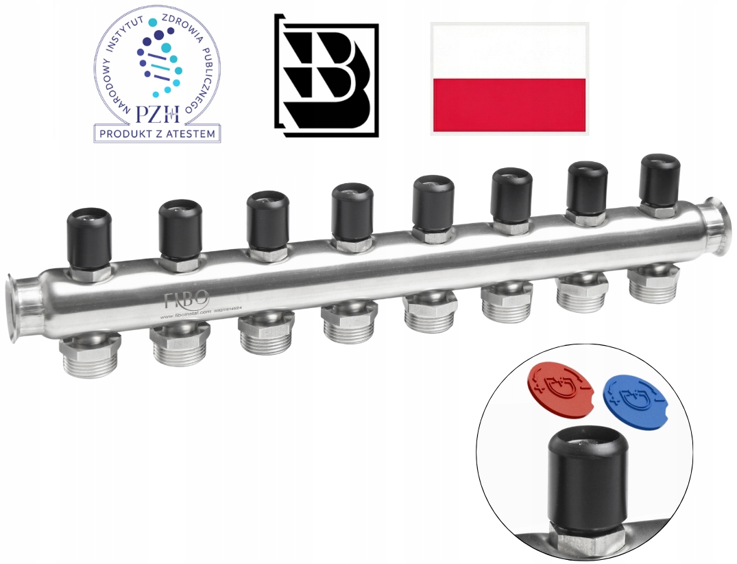 Rozdeľovač Inox Home na pitnú vodu 3/4″ z nehrdzavejúcej ocele, 8 sekcií