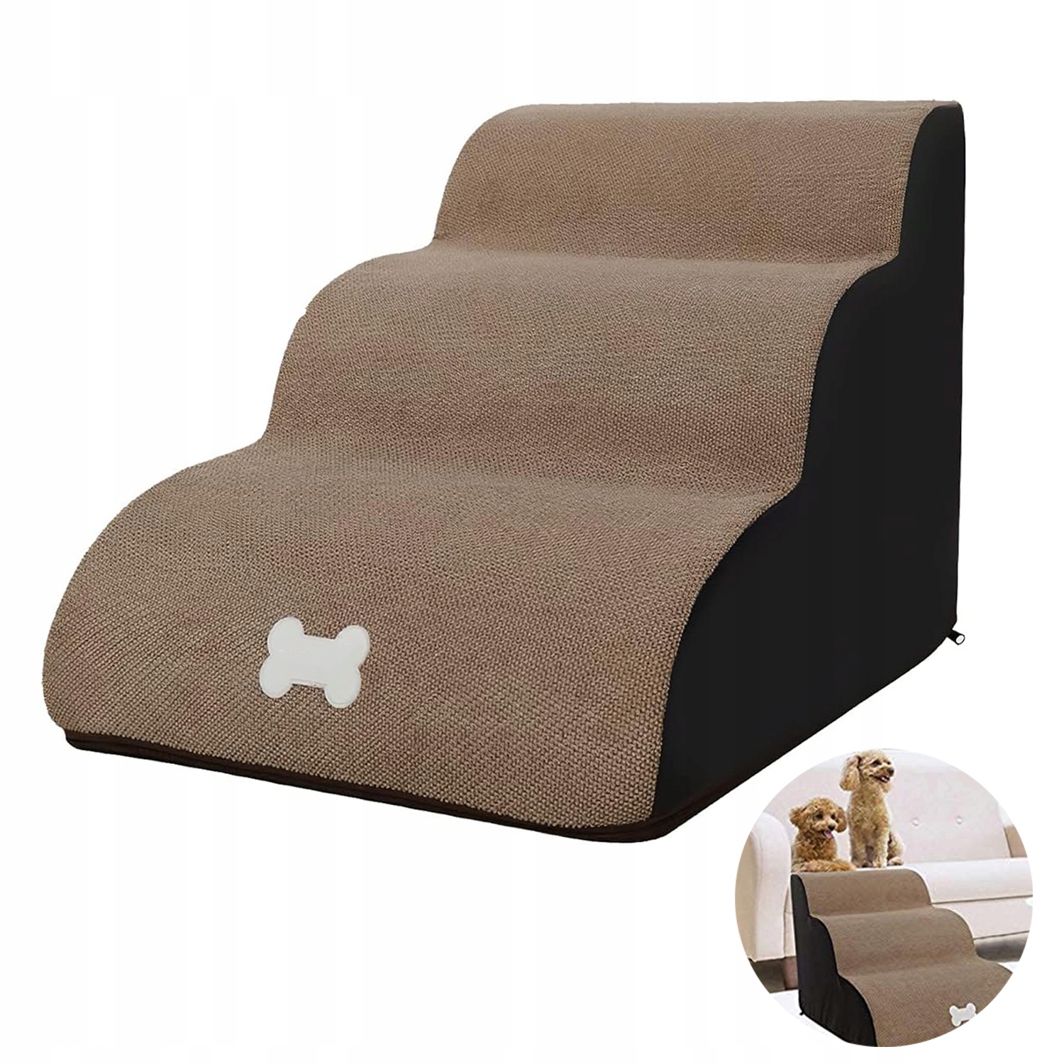 Schůdky pro psy a kočky, 3 stupně, snadný vstup, šířka 40 cm, Šetrná A Stabilní Rampa