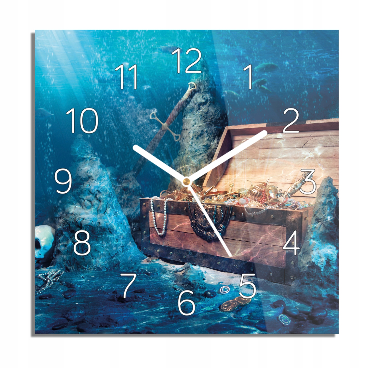 

Morze skarb pirat zegar na szkle do sypialni 30x30