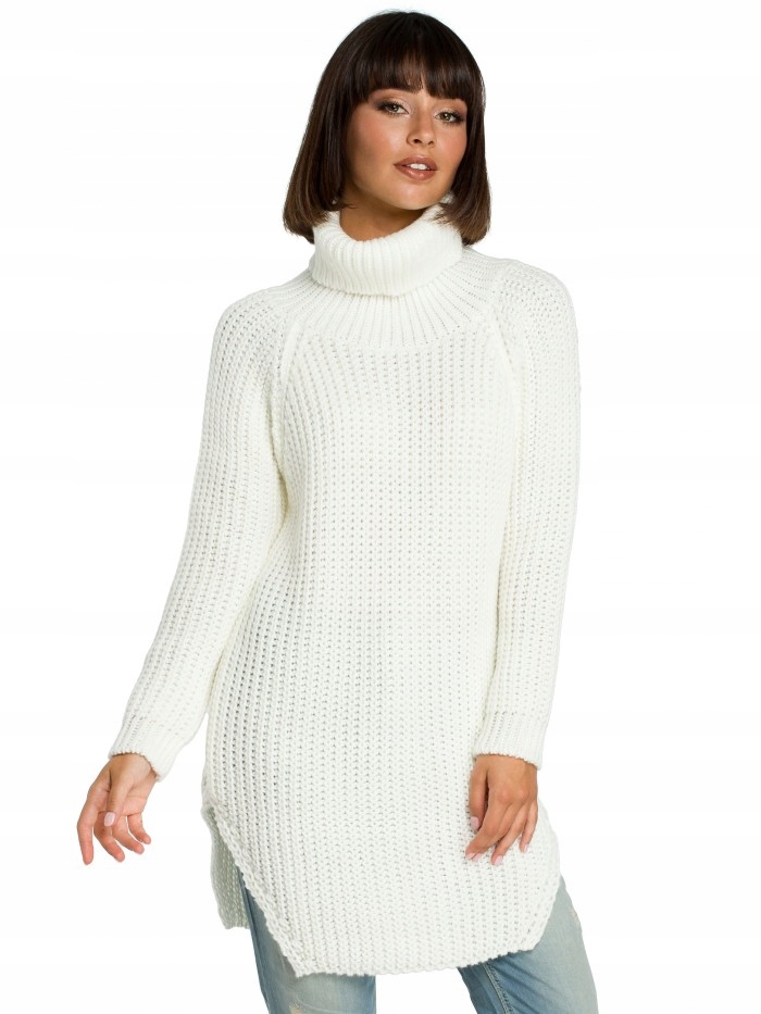 

Eu Uni BK005 Długi sweter z golfem - ecru Eu Uni