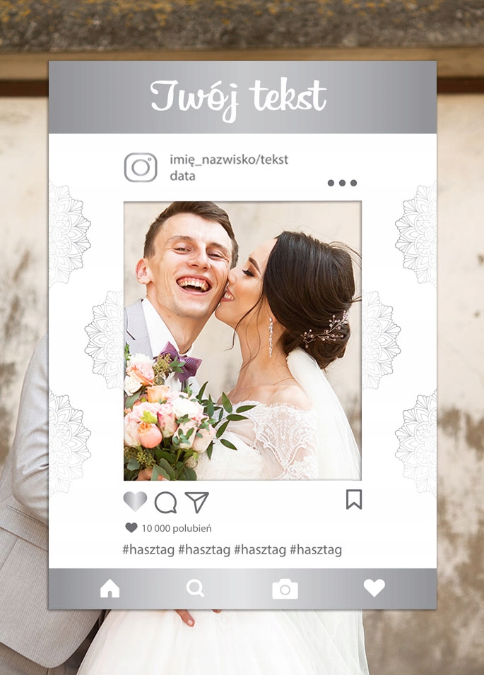

Foto ramka Insta rama Silver personalizowana
