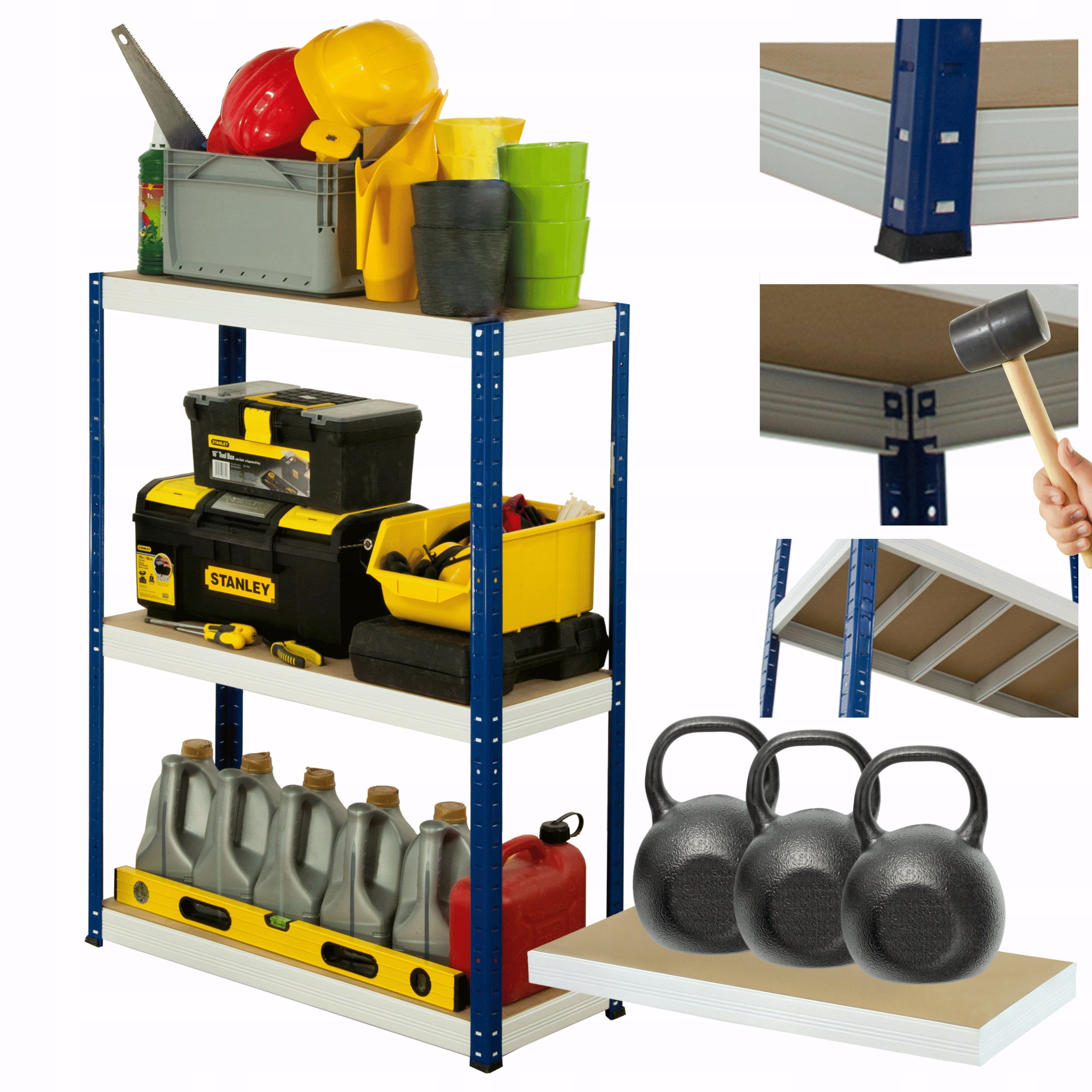 Skladovací regál garážový kovový stojan Helios 106x90x45 cm 3Px350 kg Pl