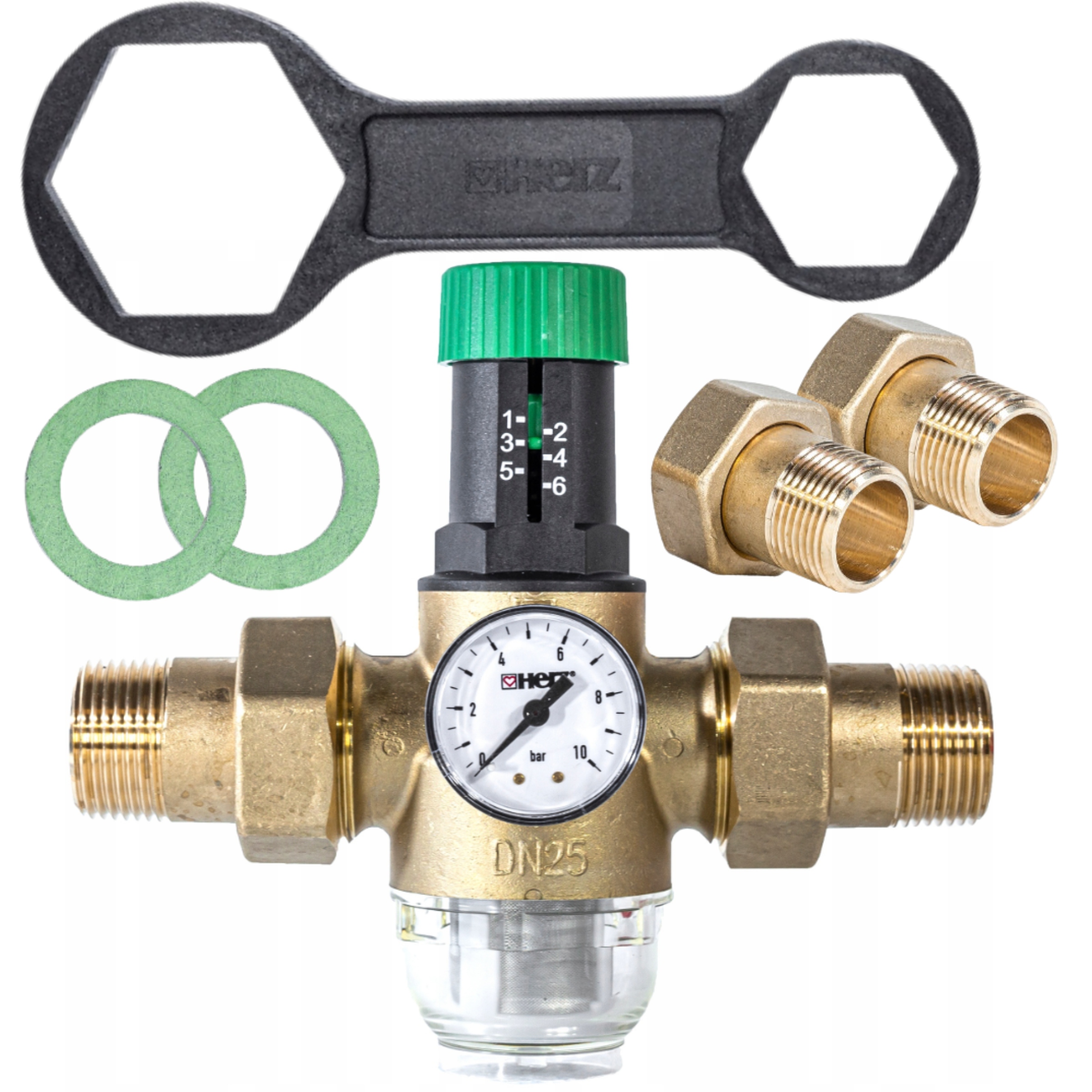 REDUKTOR REGULATOR CIŚNIENIA WODY Ø 1" CAL Z MANOMETREM I FILTREM SOLIDNY