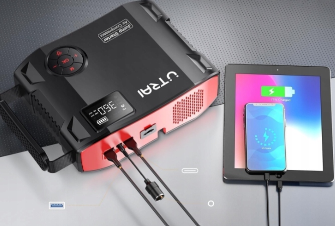 UTRAI Powerbank 7000A 27000mAh z Kompresorem i Latarką LED 1600 Lumen — miniatura 10