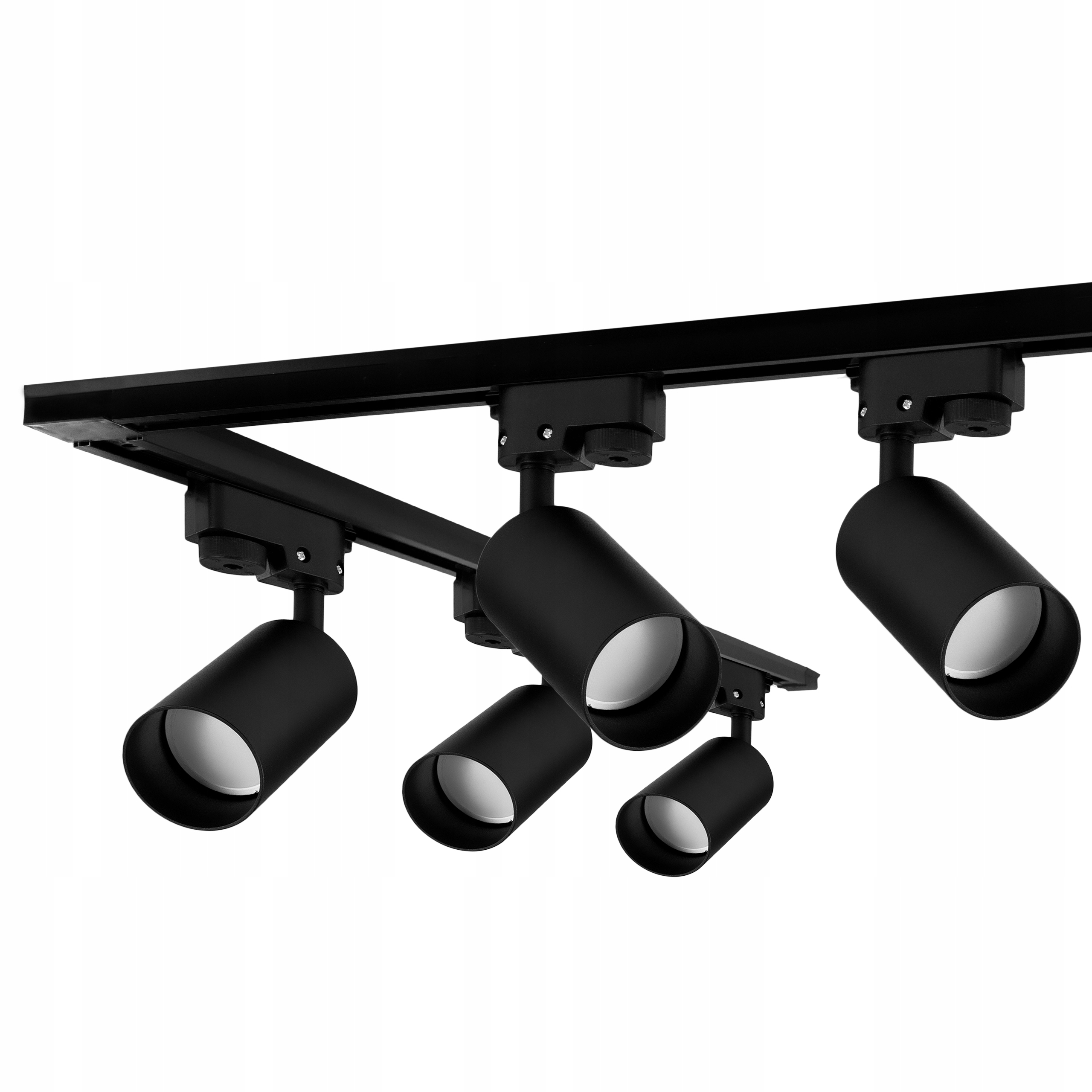 Zestaw 5x SPOT REFLEKTOR RUCHOMY CZARNY NA GU10 SZYNOPRZEWÓD "L" Szyna 2,5m Marka LEDTechnics