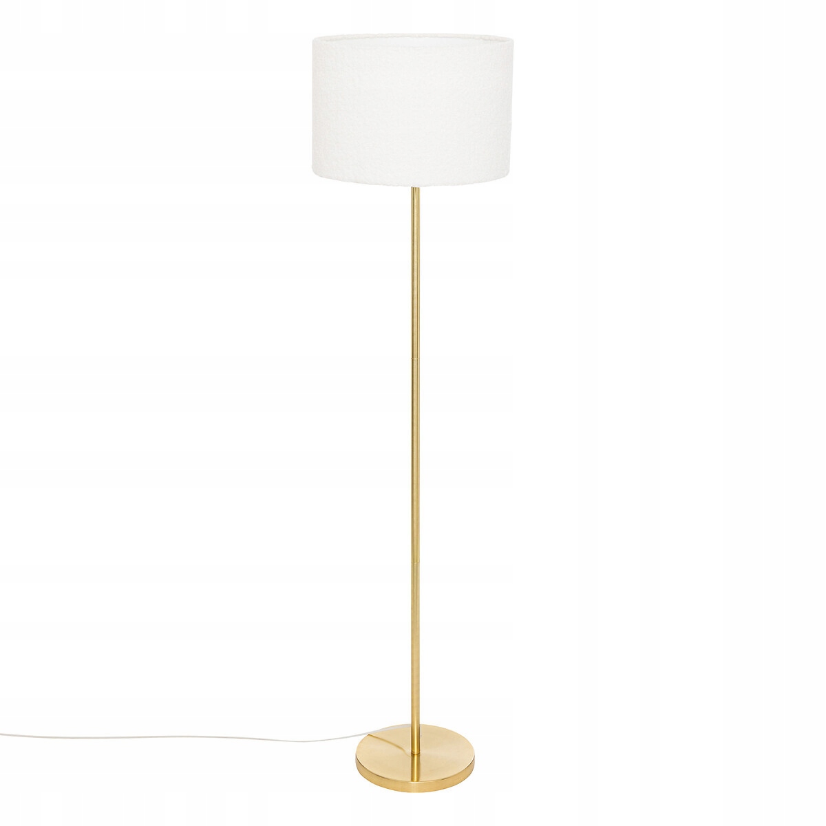 Lampa Stojąca Podłogowa Złota Biały Klosz Wysoka 150 cm Do Salonu Jadalni