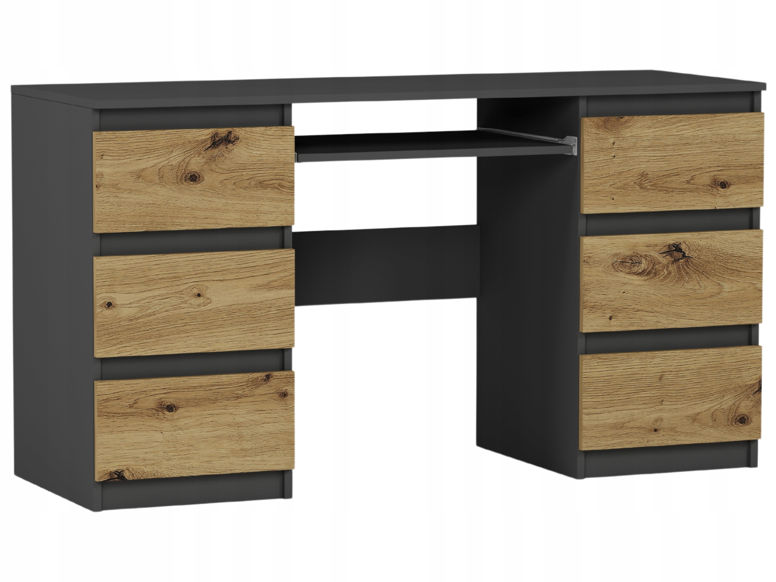 Meble Biurko komputerowe 6sz 135cm antracyt mix artisan N32