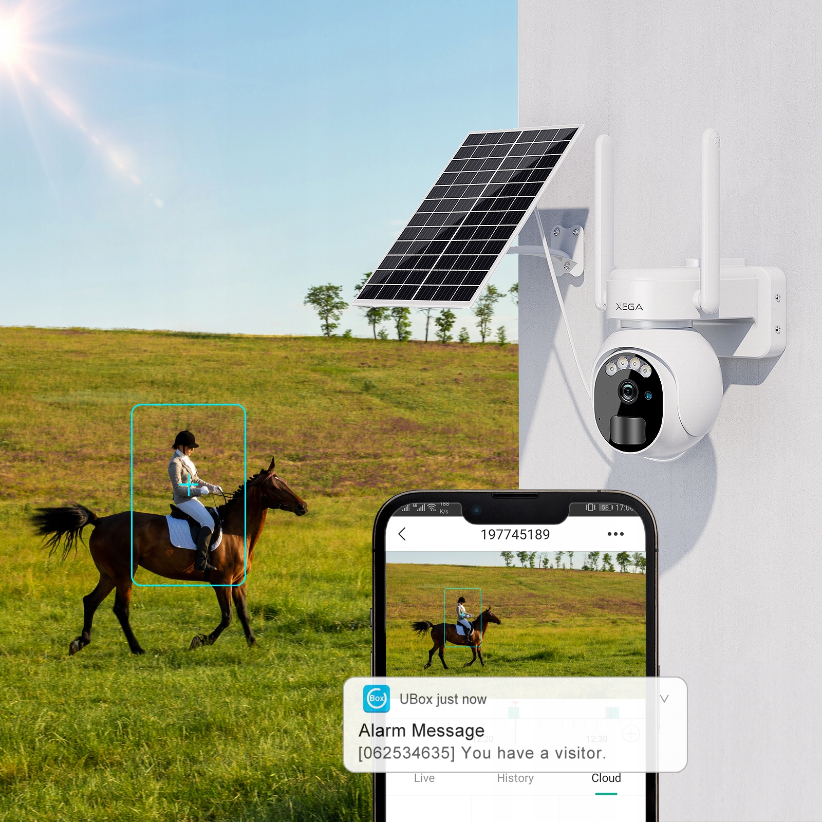 XEGA 4G LTE KAMERA ZEWNĘTRZNA SOLARNA BEZPRZEWODOWA 2K HD 3MP PTZ — miniatura 9