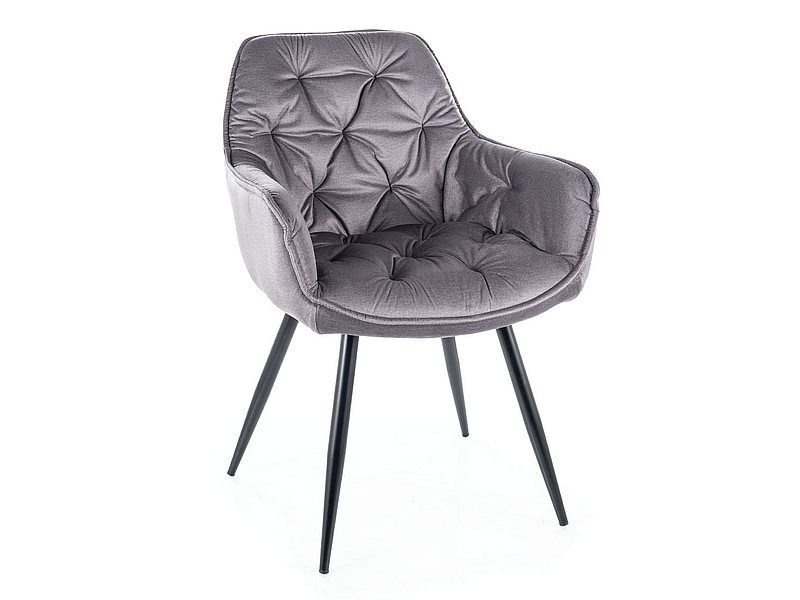 Čalúnená stolička Cherry Velvet šedá/čierna Sig