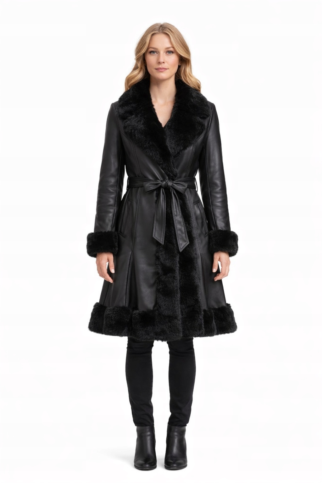 Černá Nepromokavá Bunda S Kožešinou L I3A