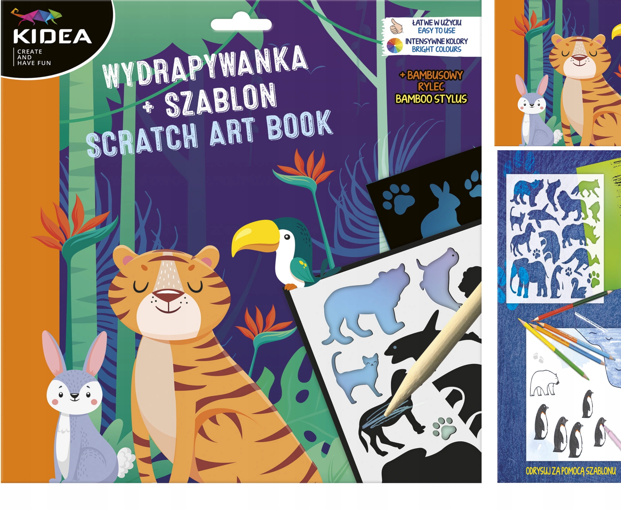 KREATYWNA WYDRAPYWANKA SZABLONY ZWIERZĘTA KIDEA