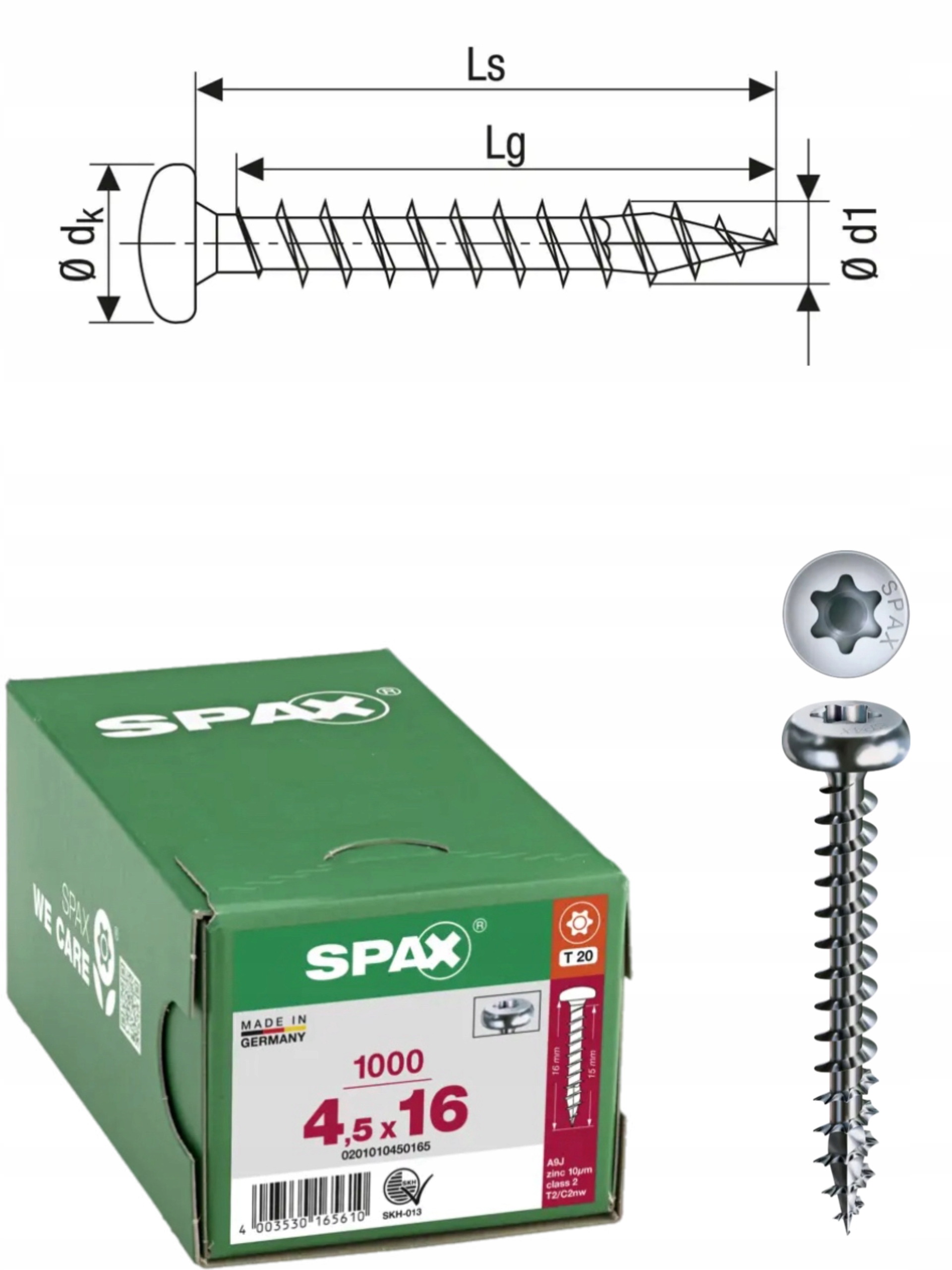 Univerzální vrut do dřeva spax 4,5 x 16 mm Wirox Hb 1000 ks