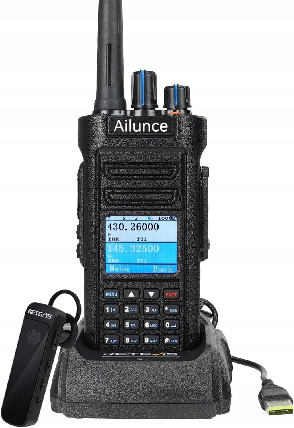 Retevis Ailunce HD2 Walkie Talkie, Radio Dmr z Gps, Bluetooth 5.0, Zasięg do 5KM