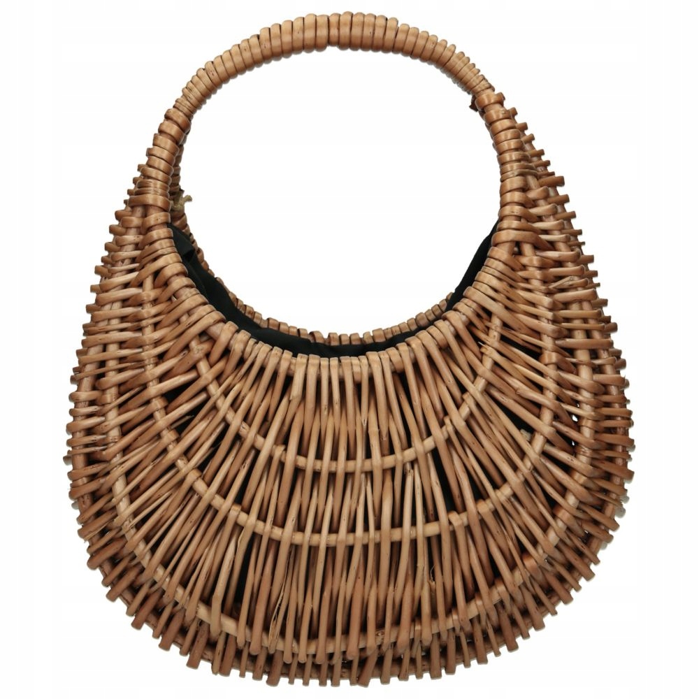 CIEMNY MAŁY KOSZYK NOBO WIKLINOWA TOREBKA DAMSKA Wysokość uchwytów 16 cm