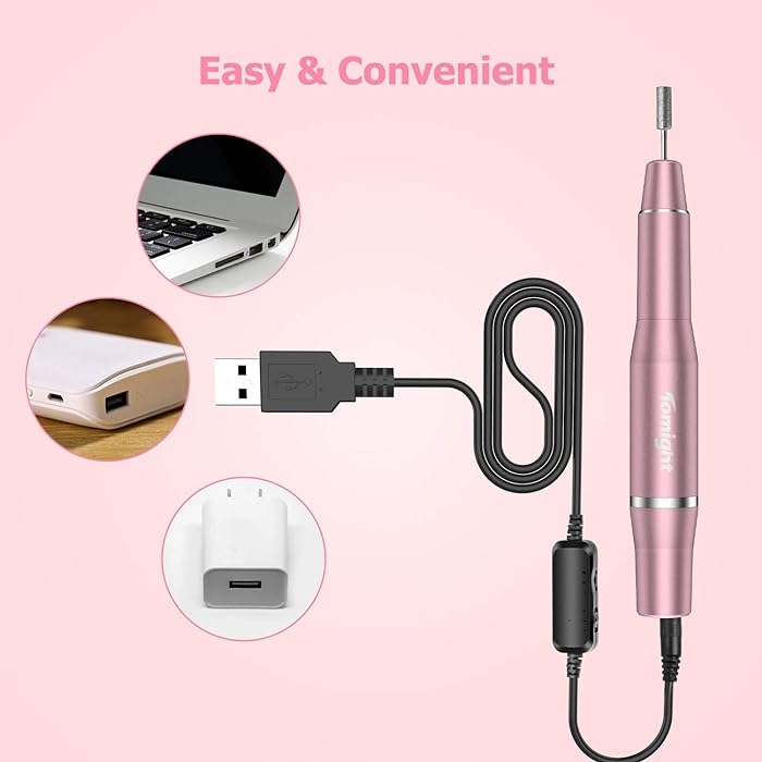 TOMIGHT FREZARKA DO PAZNOKCI ELECTRIC NAIL DRILL RÓŻOWA + obcinaczki Marka Tomight