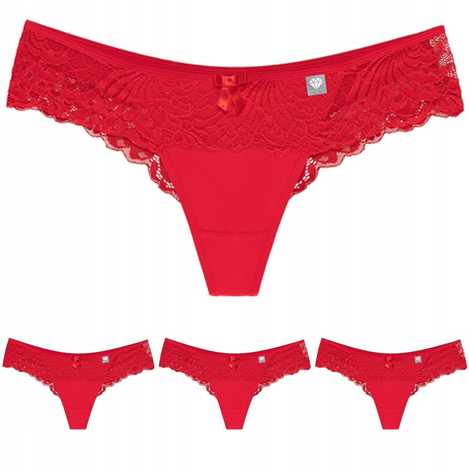 Wol-Bar Diamond 3503 3-pack červený L Šortkové kalhotky-tanga