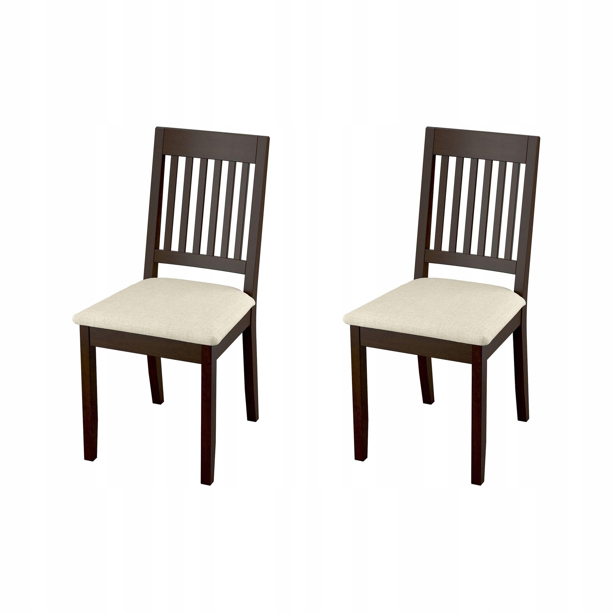 2 szt. Krzesło Ciemnobrązowe z Beżową Tapicerką 85cm