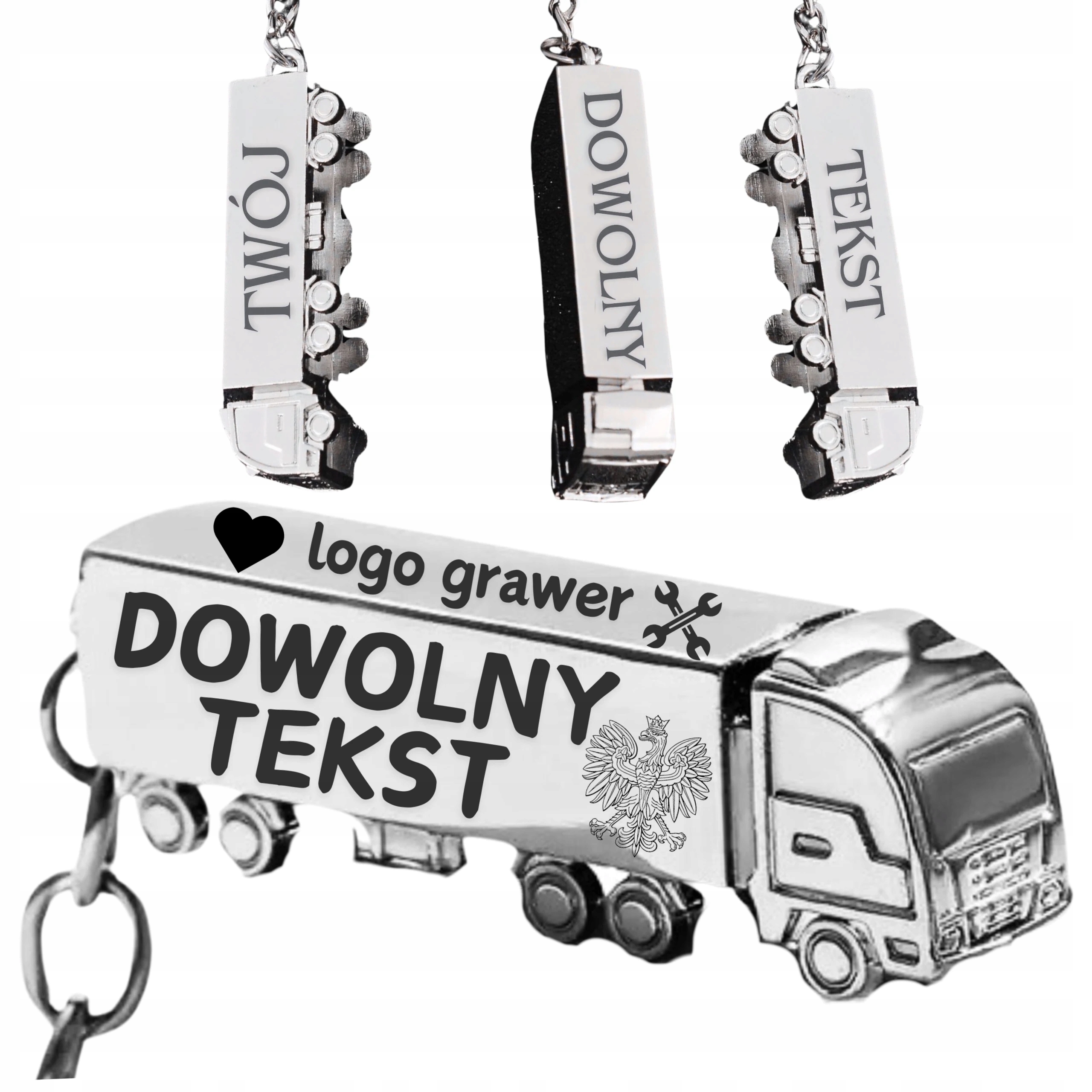 Brelok Do Kluczy Samochodowych Tir Ciężarówka Z Napisem Grawerem
