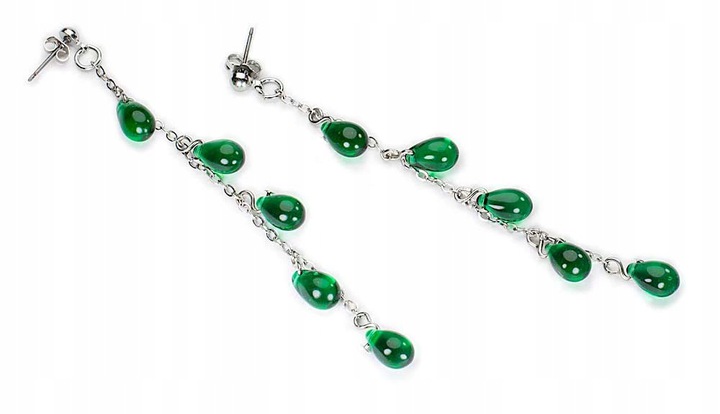 

Kolczyki Długie Zielone Wiszące Łezki Emerald