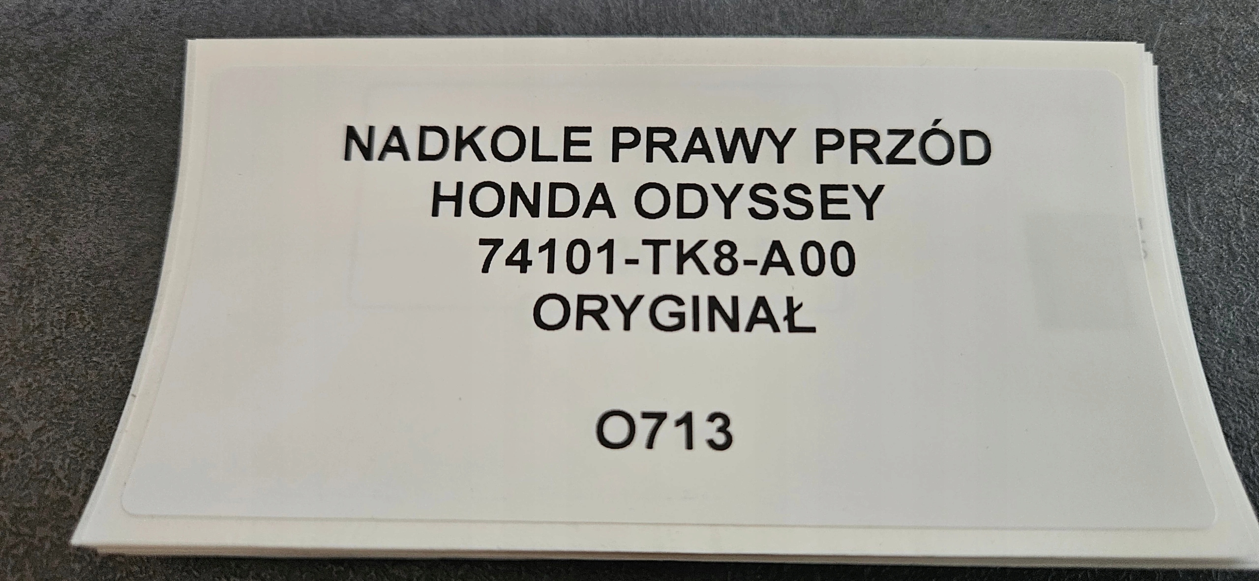 NADKOLE PRAWY PRZÓD HONDA ODYSSEY ORYGINAŁ Wersja Europejska