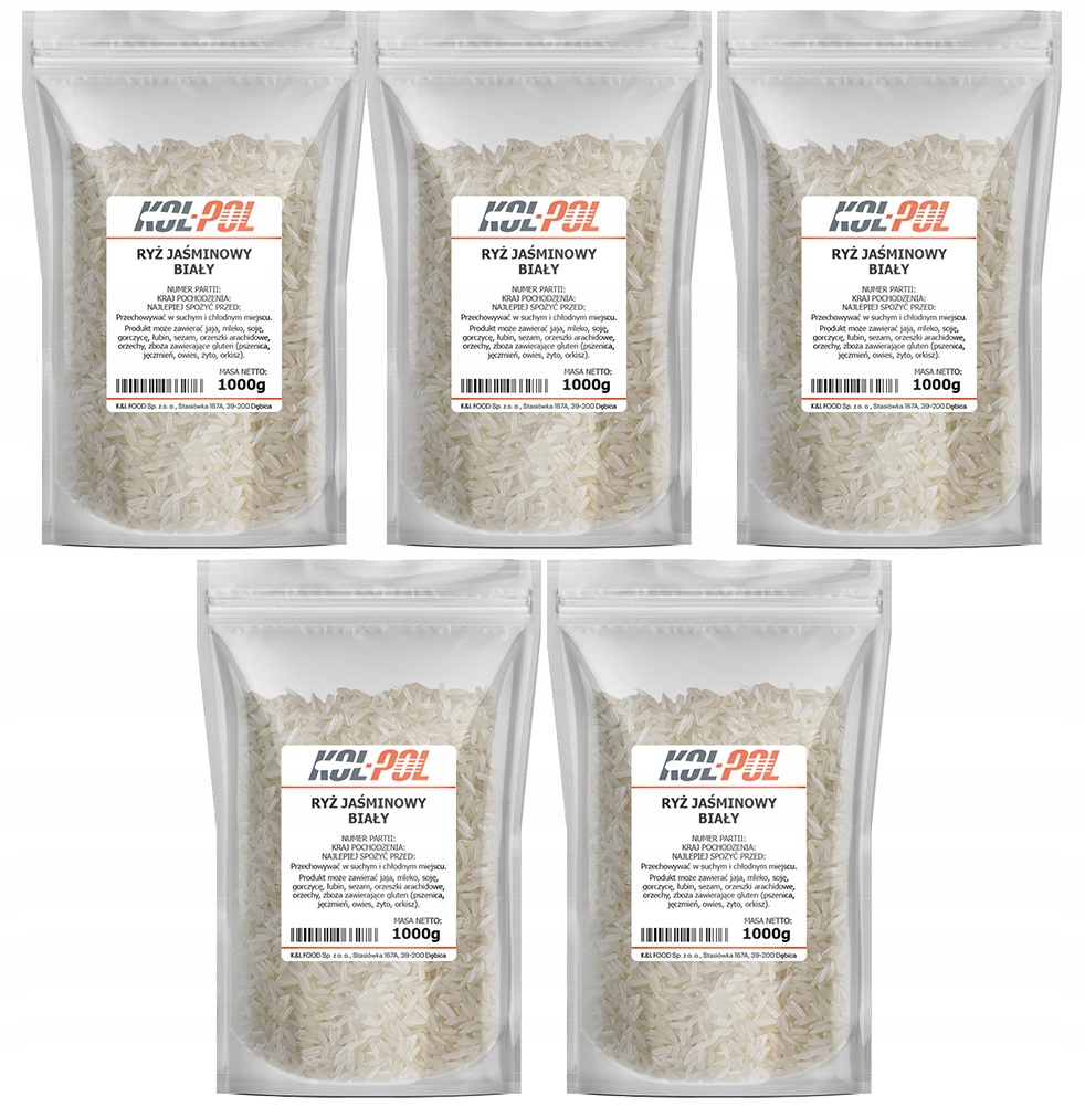 Levně Jasmínová Rýže 5 kg Přírodní bílá dlouhozrnná rýže vysoké kvality Kol-Pol