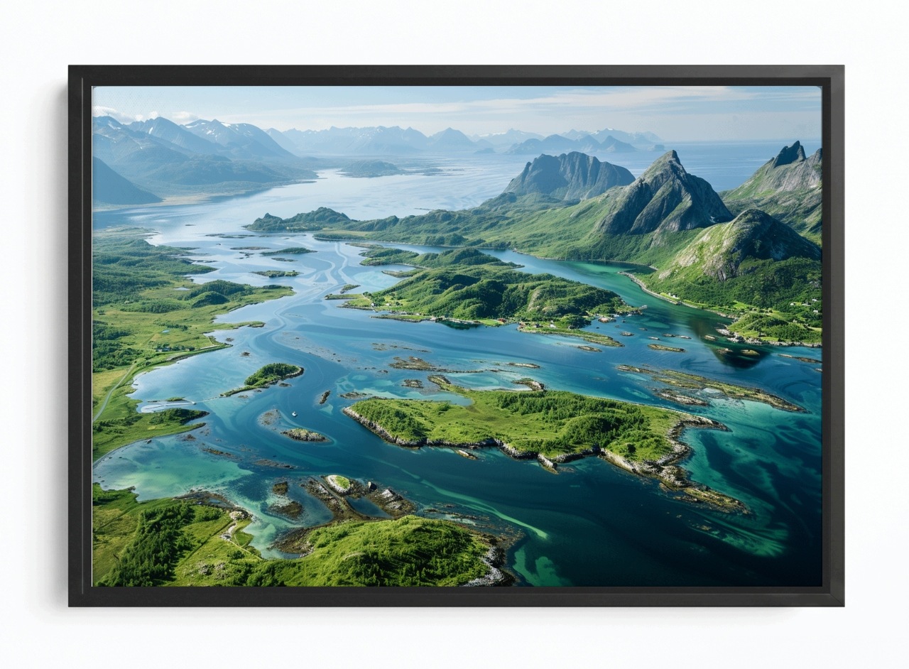 Obraz Rám Americký Box Norsko Fiordy Hory Moře Panorama Ostrova 60x40