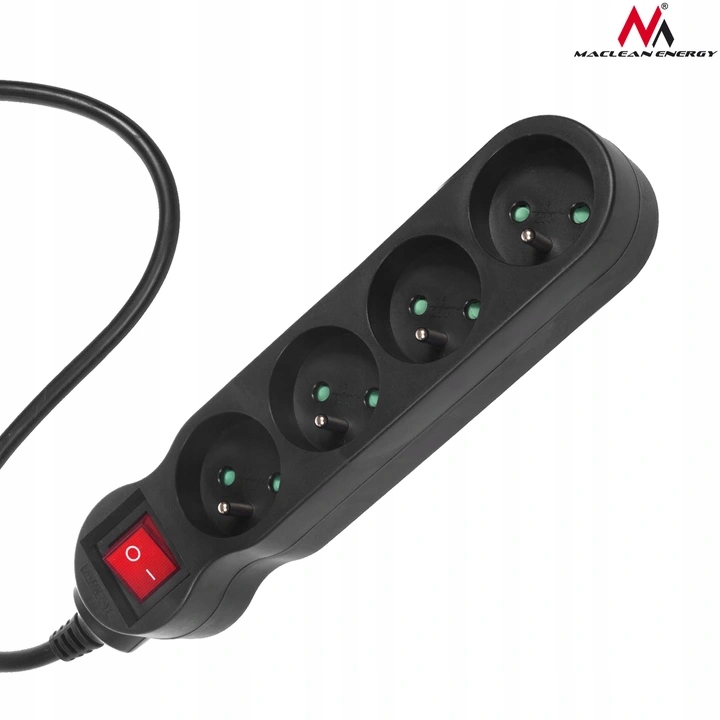 LISTWA ZASILAJĄCA PRZEDŁUŻACZ 5M 4 GNIAZDA CZARNA Marka Maclean