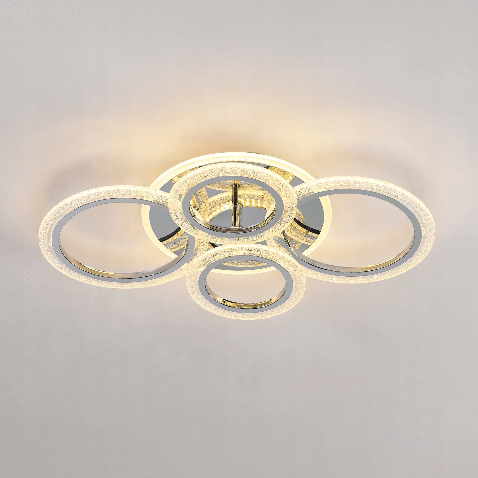 Lampa Sufitowa Wisząca Led Zyrandol Ring Srebrny Nowoczesny 48W 3000K