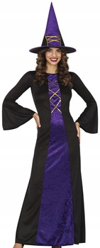 Kostým Čarodějnice sukně černo-fialová čarodějnický klobouk M